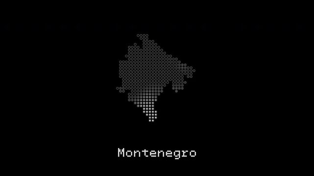 Montenegro country map revealing on digital screen