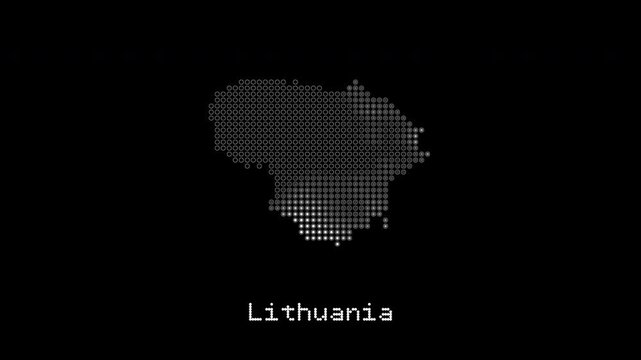 Lithuania digital map hud animation displaying country shape