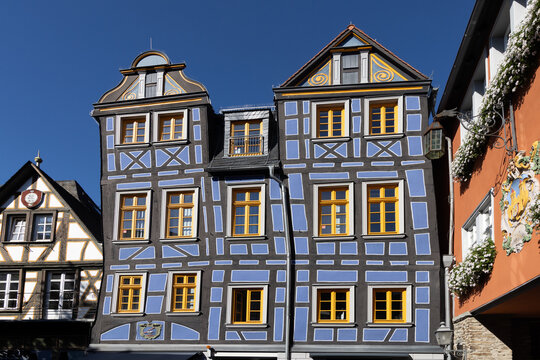 the Schiefe Haus - The Leaning House - , a famous historic half-timbered house located on K&ouml;nig-Adolf-Platz in Idstein, Hesse, Germany