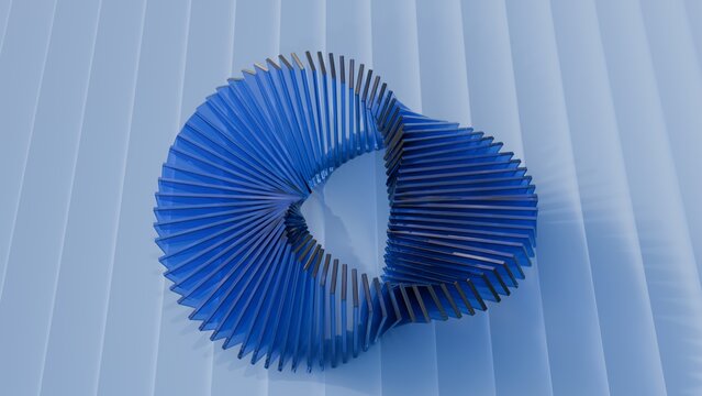 Abstract Blue Glass Mobius Loop Twisted Ring Sculpture