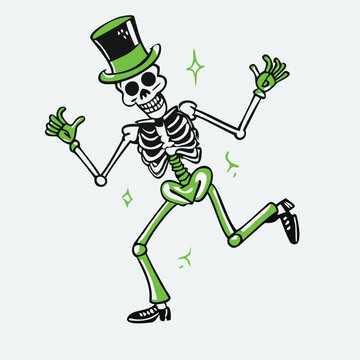 vector cartoon design dancing skeleton