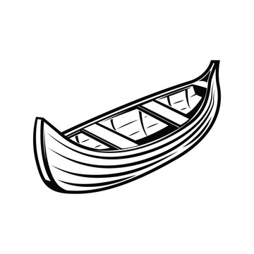 Vector illustration of a classic wooden canoe or rowboat.