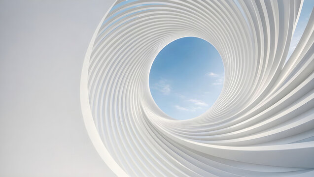 White Folded Ribbon and Torus Abstract Background for Website Hero Section and Banner