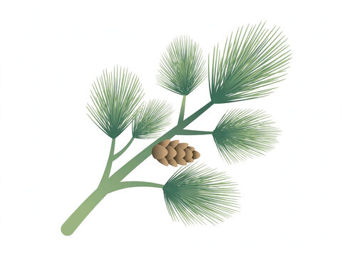 pine branch with pinecone vector illustration isolated on white background