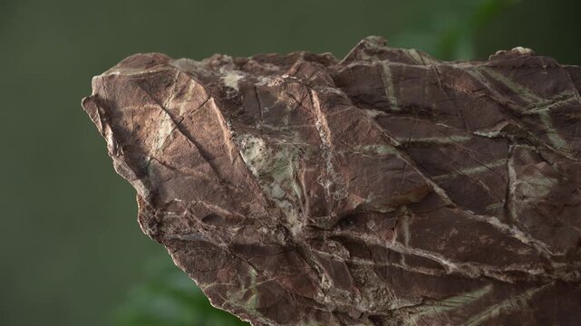 Macro tracking shot across layered stone texture