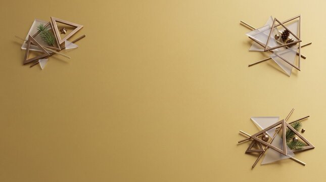 Abstract geometric star ornaments on a textured gold background with star shapes