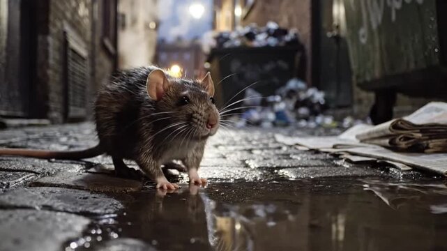 rat at dirty city background