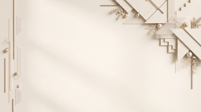 Elegant beige architectural corner frame with abstract details