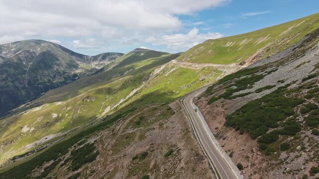 Narrow Road Along Rocky Carpathian Hillside