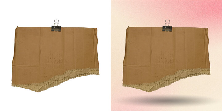 Fabric with ruffled hem hanging on display