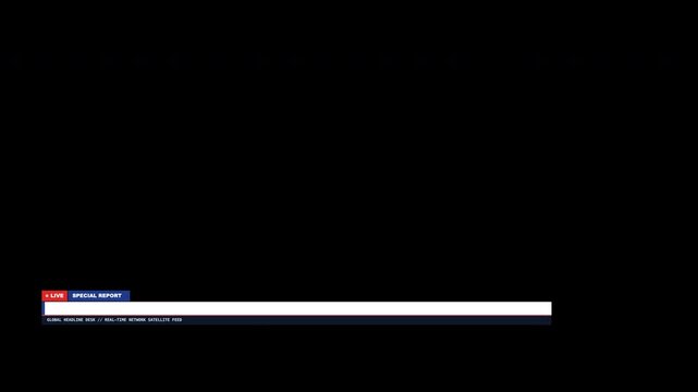 Black television screen lowerthird banner presents special news report headline, suitable for broadcast graphics, breakingnews segments, journalism, and video overlays.ProRess 4444 Alpha Channel