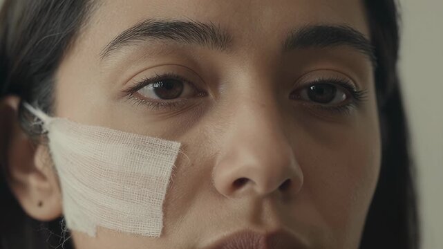 Woman with a Bandaged Face Reflects on Her Experience