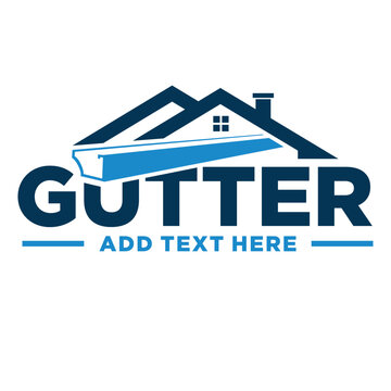 House roof gutter installation, repair, and service. Logo design vector. 
