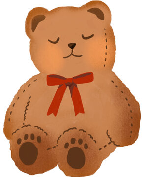 teddy bear with red ribbon 