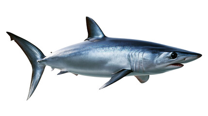 Obraz premium Shortfin mako shark swimming with sleek blue skin and sharp dorsal fin