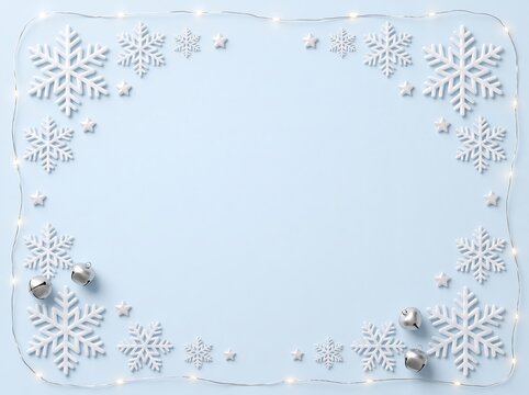 Elegant winter snowflake border design for holiday background