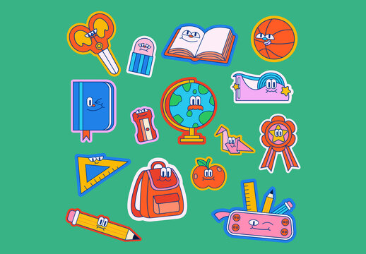 Green Flat Design Journal Sticker School Asset Illustration