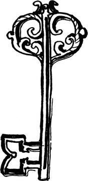 Hand Drawn Key Line Art Illustration