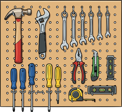 Workshop Pegboard Wall with Organized Hand Tools