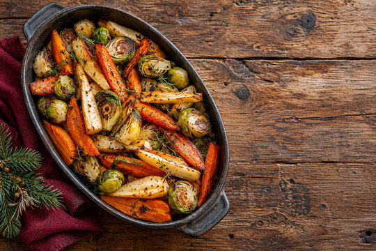 Roasted root vegetables for a Christmas dinner side dish