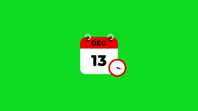 December month calender. calender simple icon animation date change time month.