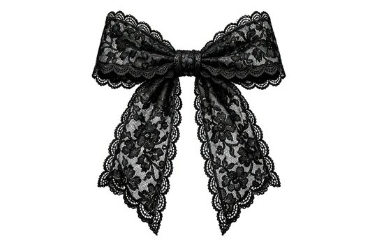 Elegant black lace bow design.