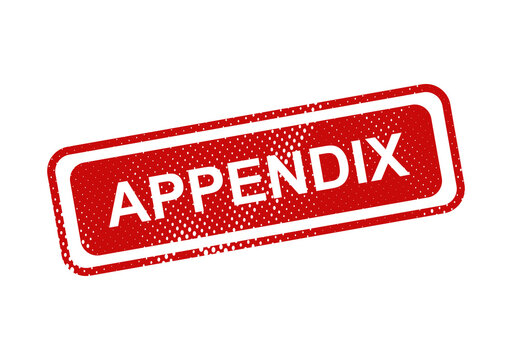 Red circular appendix stamp with text illustration