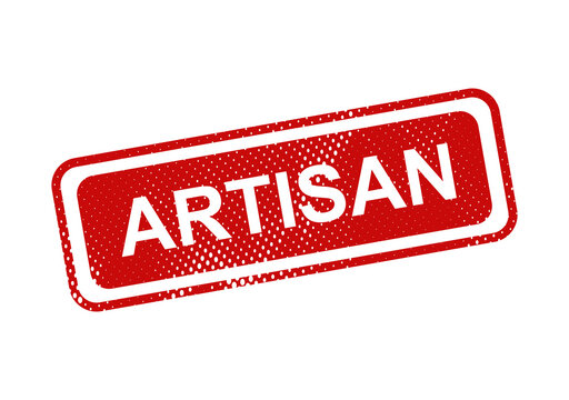 Red artisan stamp with distressed texture illustration