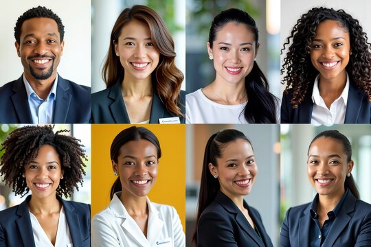 Compilation of Multicultural Call Center Support Staff in Headshot Portraits