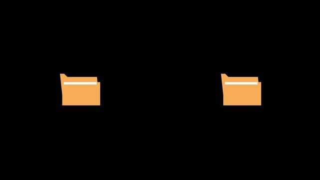 rotating document file transfer loop animation between folders with floating digital file motion graphics.