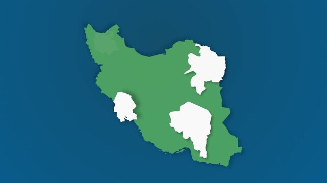 Iran Map Animation, Highlighting Regions & Major Provinces