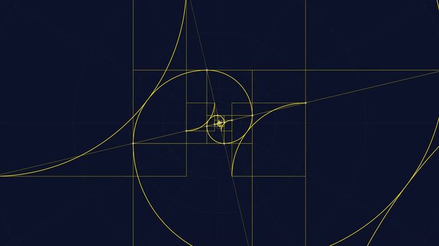Fibonacci Sequence and Golden Ratio Spiral Sacred Geometry Mathematical Motion Background - 4k 60 fps infinite loop