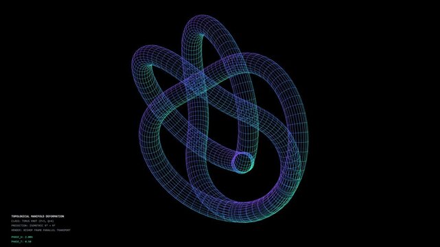 Isometric Topological Torus Knot Wireframe Mesh Surface Deformation Motion Background - 4k 60 fps infinite loop