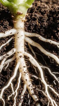 The Growth Journey of a Plant: A Close-Up Look at the Evolution of Roots from Soil to Seedling, Revealing the Intricate Interplay Between Growth and Nature.