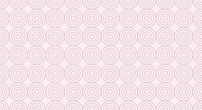 Seamless pattern with concentric circles in soft pink color, minimalist geometric wallpaper design