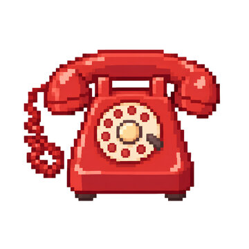 Retro Red Pixel Telephone