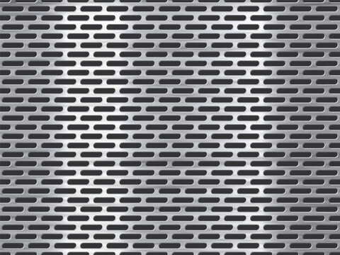 Metallic texture showing a pattern of oval holes in a brushed metal surface