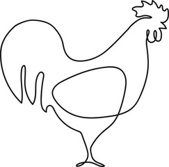 Stylized rooster in a modern continuous line drawing style on a white background © WinWin