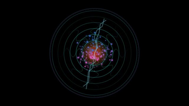 Abstract Quantum Energy Core with Electromagnetic Field Lines and Glowing Particles