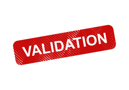 Red validation stamp with text illustration