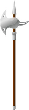 Military polearm weapon featuring a long shaft and sharp metallic head