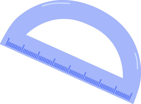 Blue protractor showing angles for studying mathematics and geometric principles