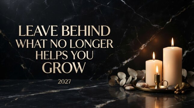 Inspirational Growth Message with Candles - development, letting go of negativity, embracing new beginnings, and inner peace. Year of change