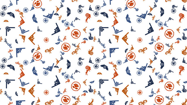 Seamless pattern of abstract ornamental motifs