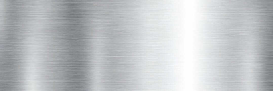 Brushed aluminum texture, silver metallic background, polished steel surface for industrial design