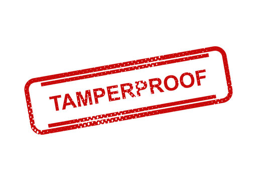 Red tamperproof security stamp with broken lines illustration
