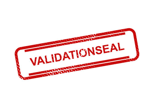 Red validation seal stamp with text illustration