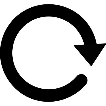 Black circular reload arrow icon, refresh and rotate symbol vector illustration isolated on white background