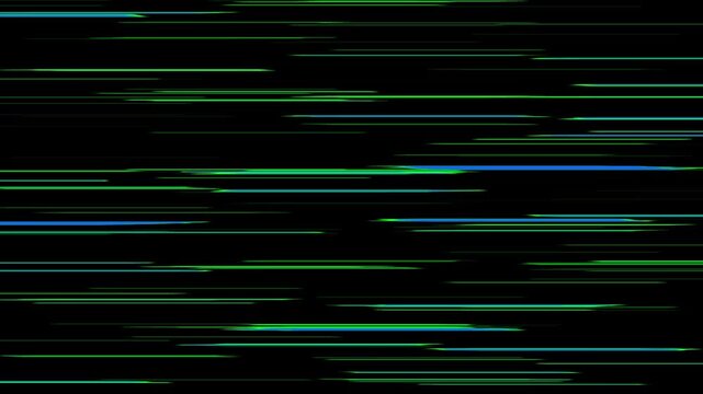 Glowing Blue and Green Speed Lines Animation Set with Neon Light Trails and Futuristic Motion Effects
