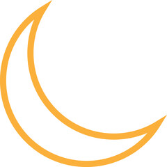 Yellow crescent moon icon outline night symbol vector illustration © Rizwan